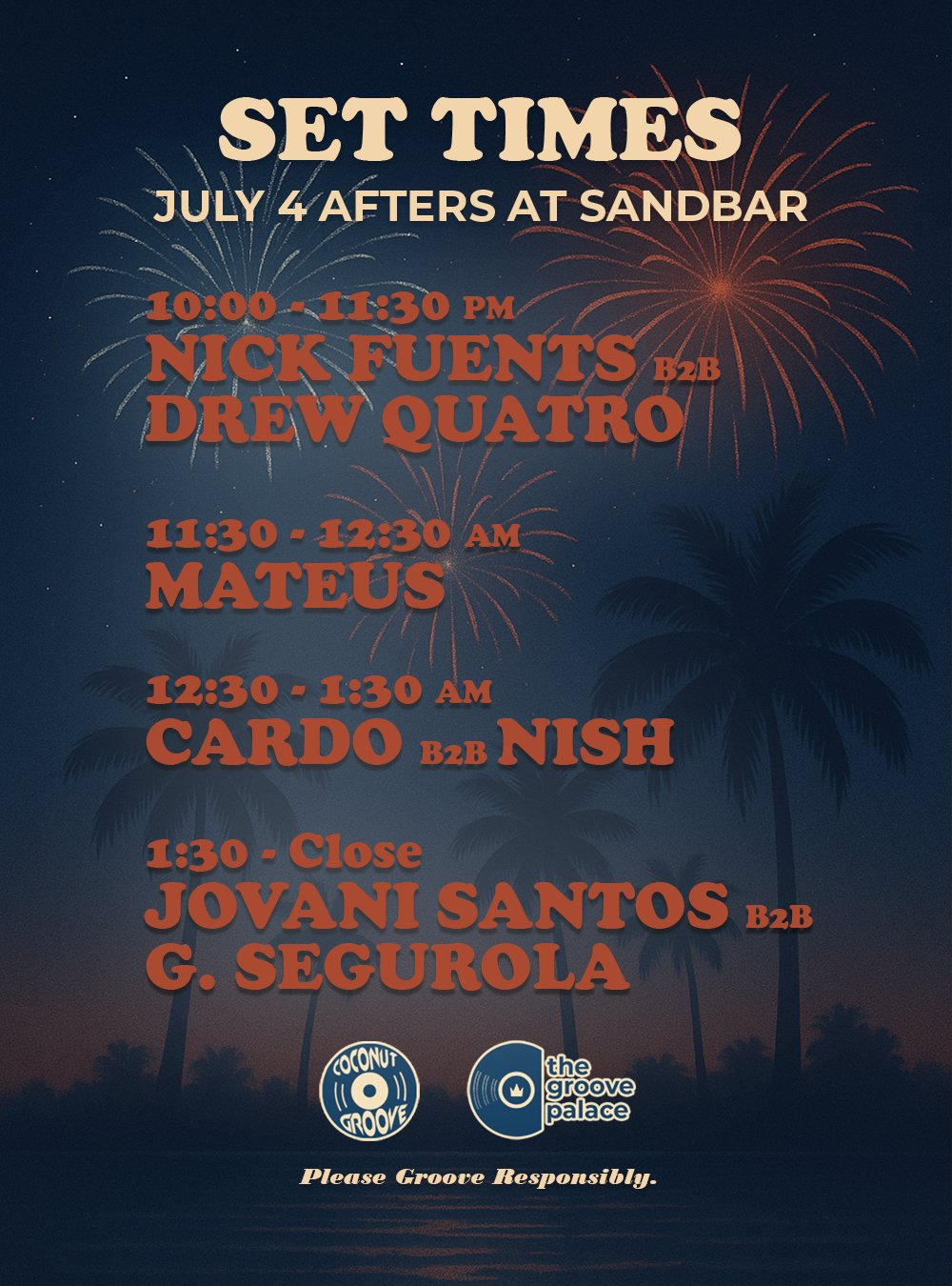 Independence Day Afters set times