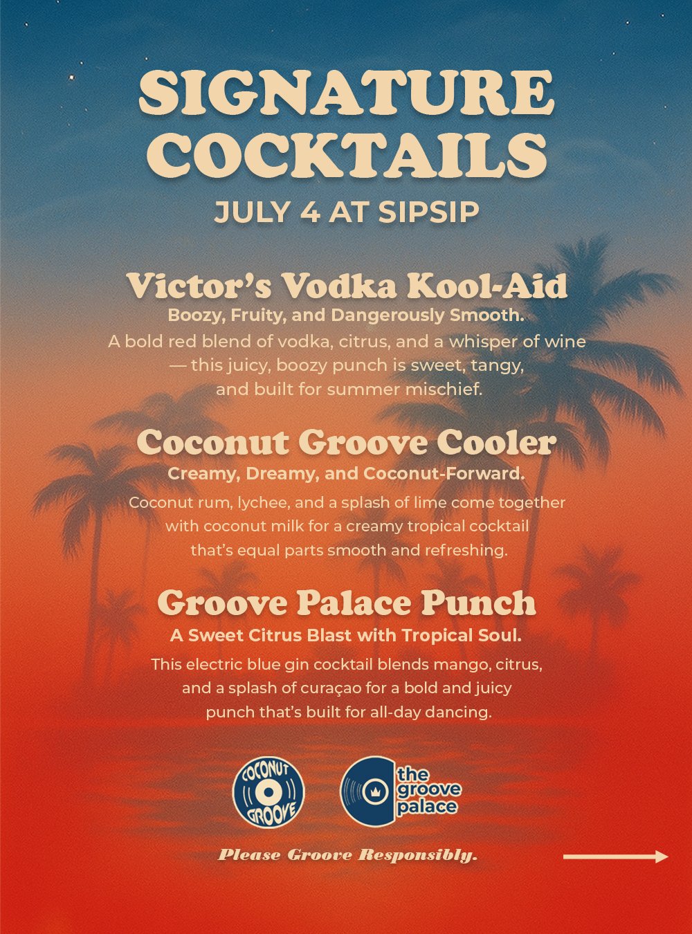 4th of July signature cocktails with editorial copy
