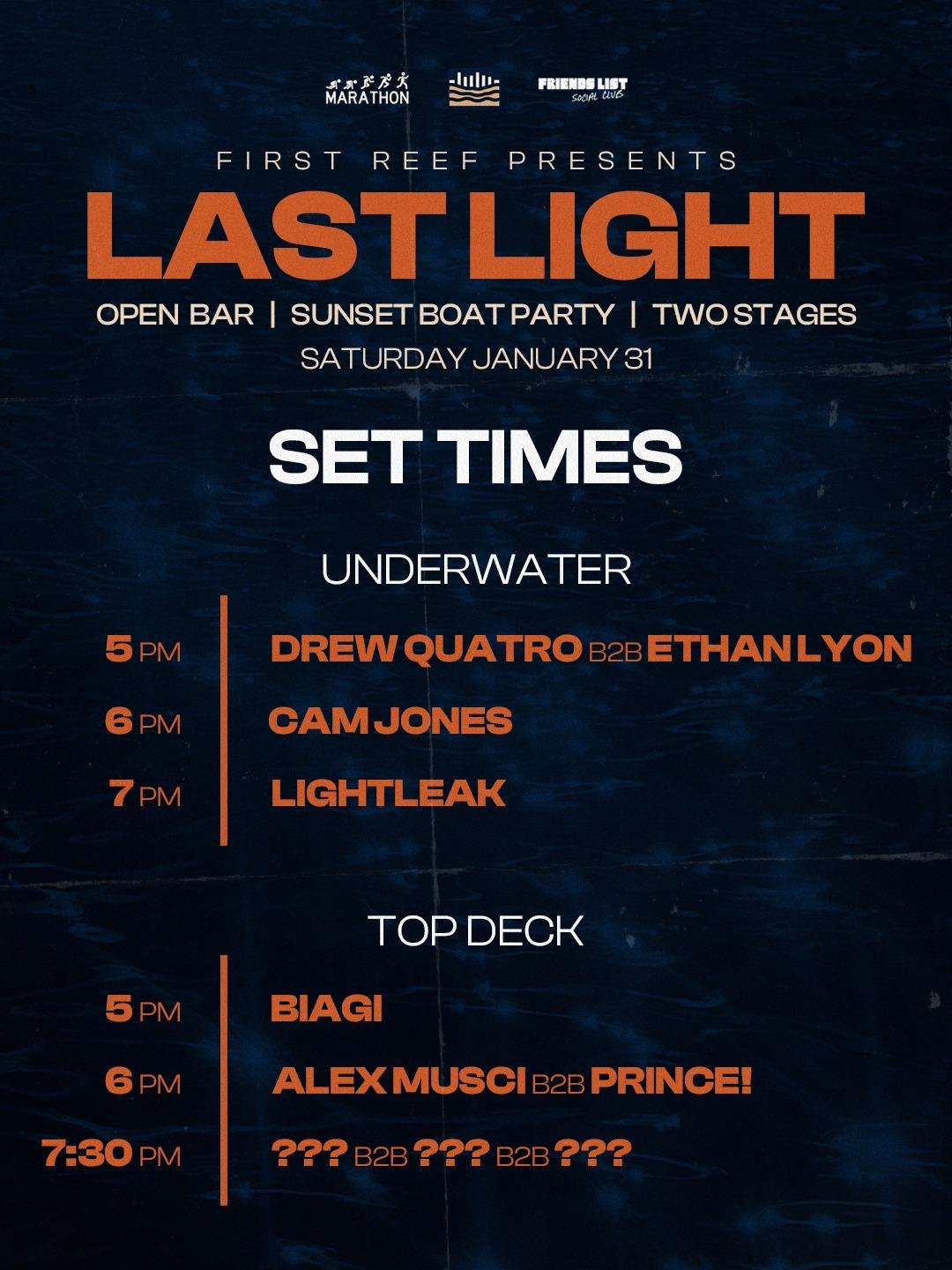 First Reef set times across Underwater and Top Deck stages
