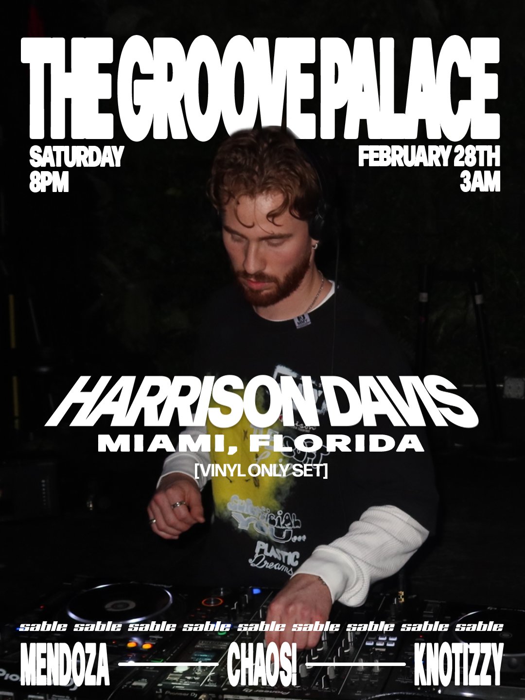 Sable 2.28 artist flyer: Harrison Davis