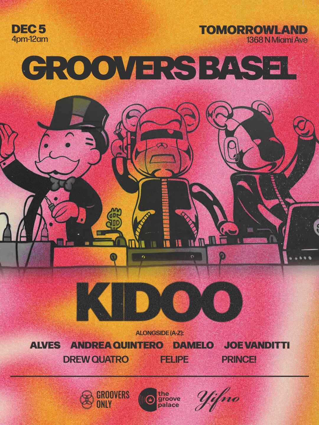 Tomorrowland Basel concept flyer with Bearbrick and Monopoly Man