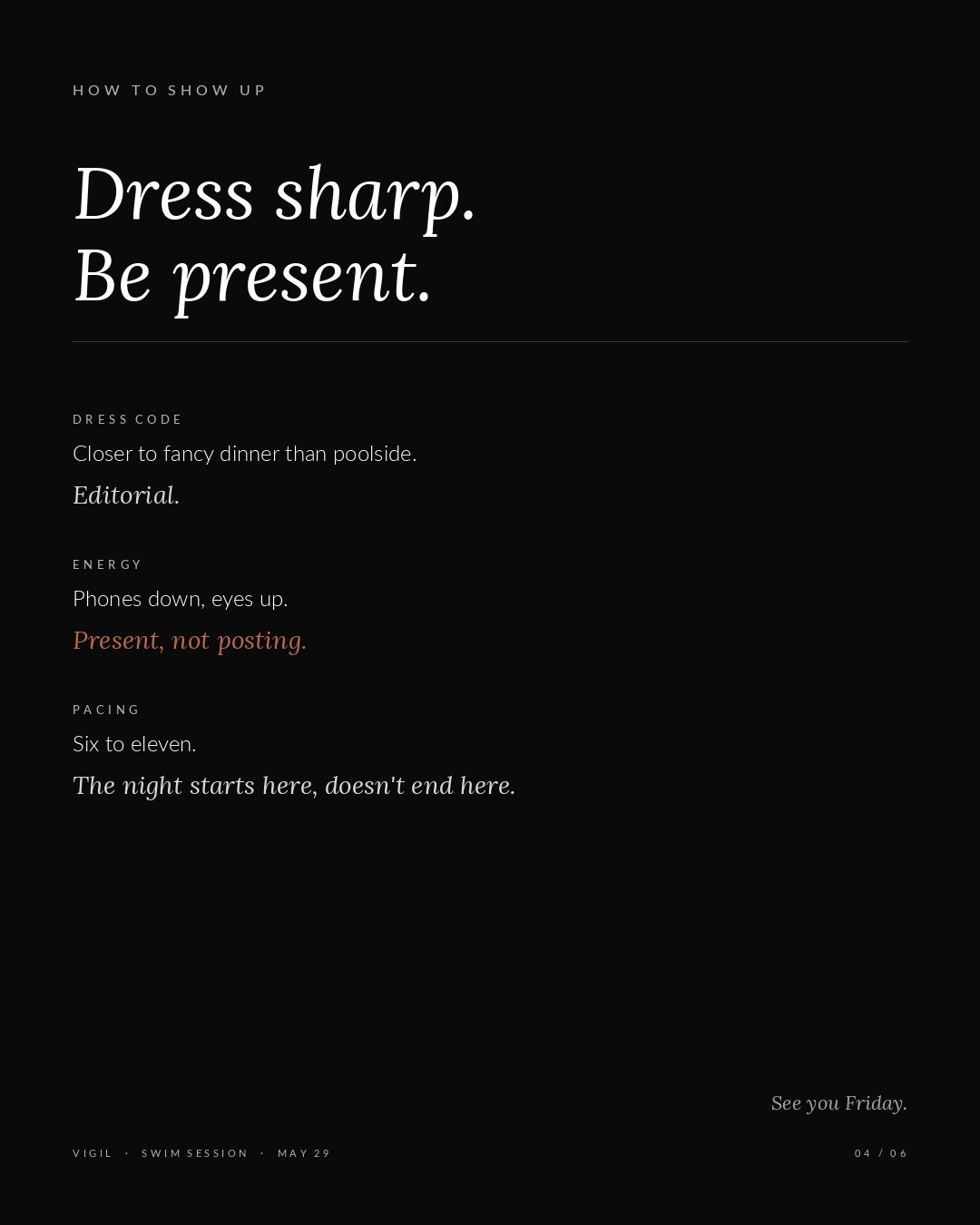 Vigil KBYG dress code